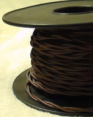 Brown Twisted Rayon Covered Wire Antique Vintage Style Cloth Lamp Cord 6ft. Min. - Stone Door Lamps