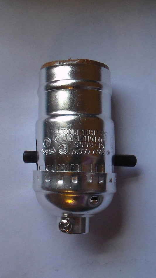Push Thru Lamp Socket for standard size Light Bulbs Nickel Plated Shell Side Cap - Stone Door Lamps