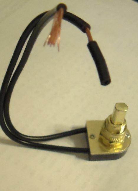 Lamp Part On Off Brass Plated Push Canopy Switch with 6" 18 gauge wire leads 401 - Stone Door Lamps