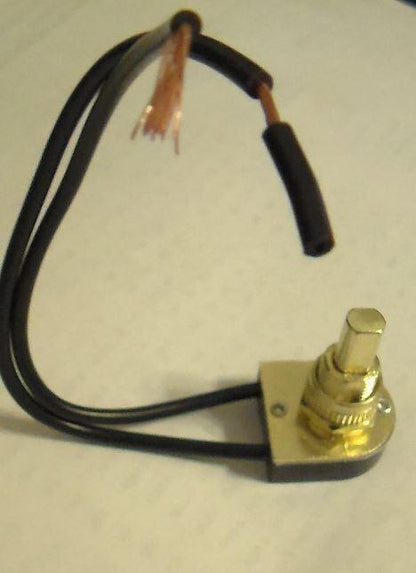 Lamp Part On Off Brass Plated Push Canopy Switch with 6" 18 gauge wire leads 401 - Stone Door Lamps