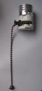 PORCELAIN PULL CHAIN LAMP LIGHT SOCKET INTERIOR w/ Antique Finish Chain #SO210A