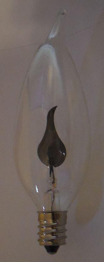 FLICKER FLAME CLEAR LIGHT BULB 3w 3 watt CA - 8 CANDELABRA BASE FIRE 1500 HOURS - Stone Door Lamps